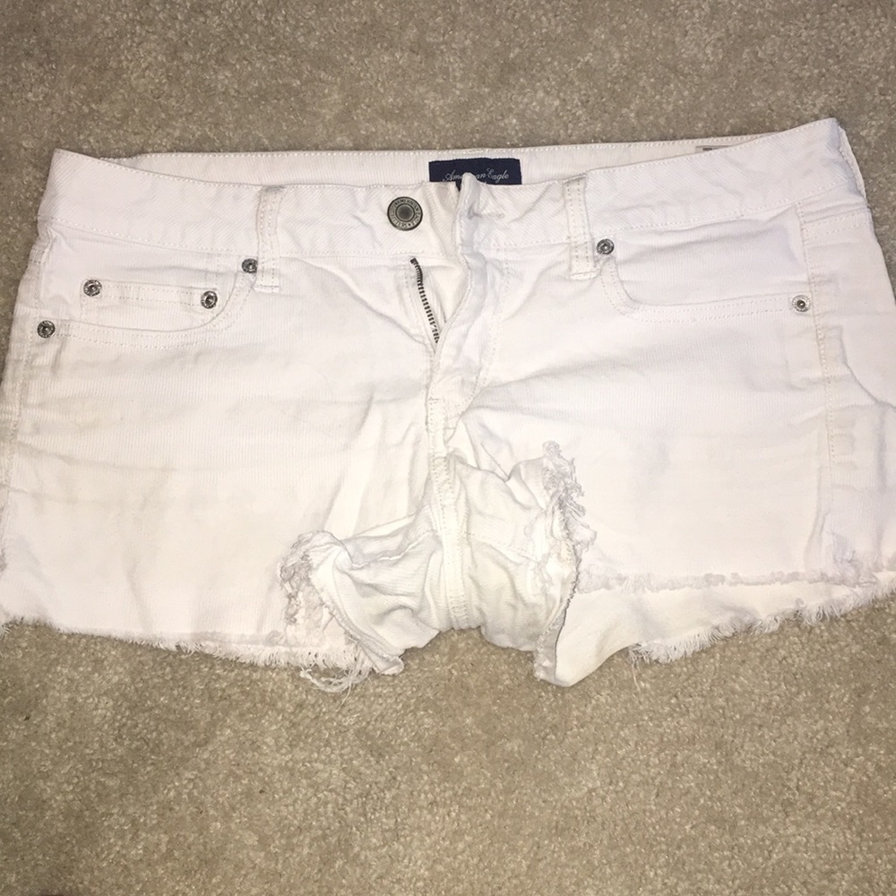 White corduroy jean shorts
